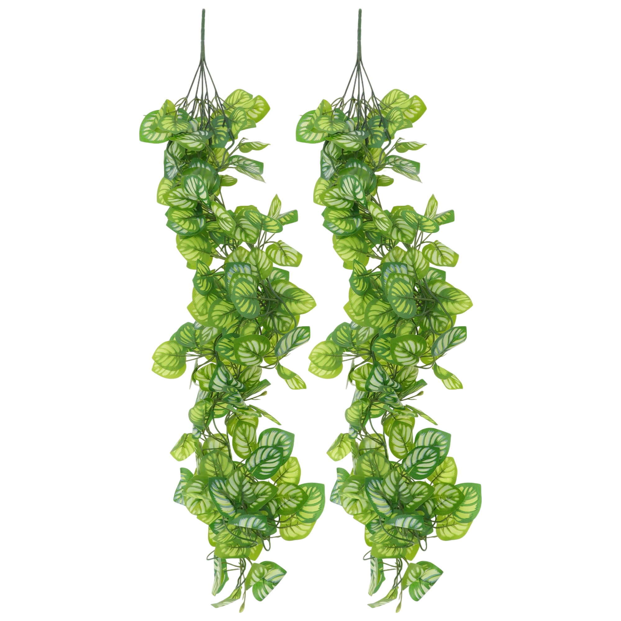 Unique Bargains 2pcs Fake Vines 39.37" Faux Greenery Leaves for Home Decor