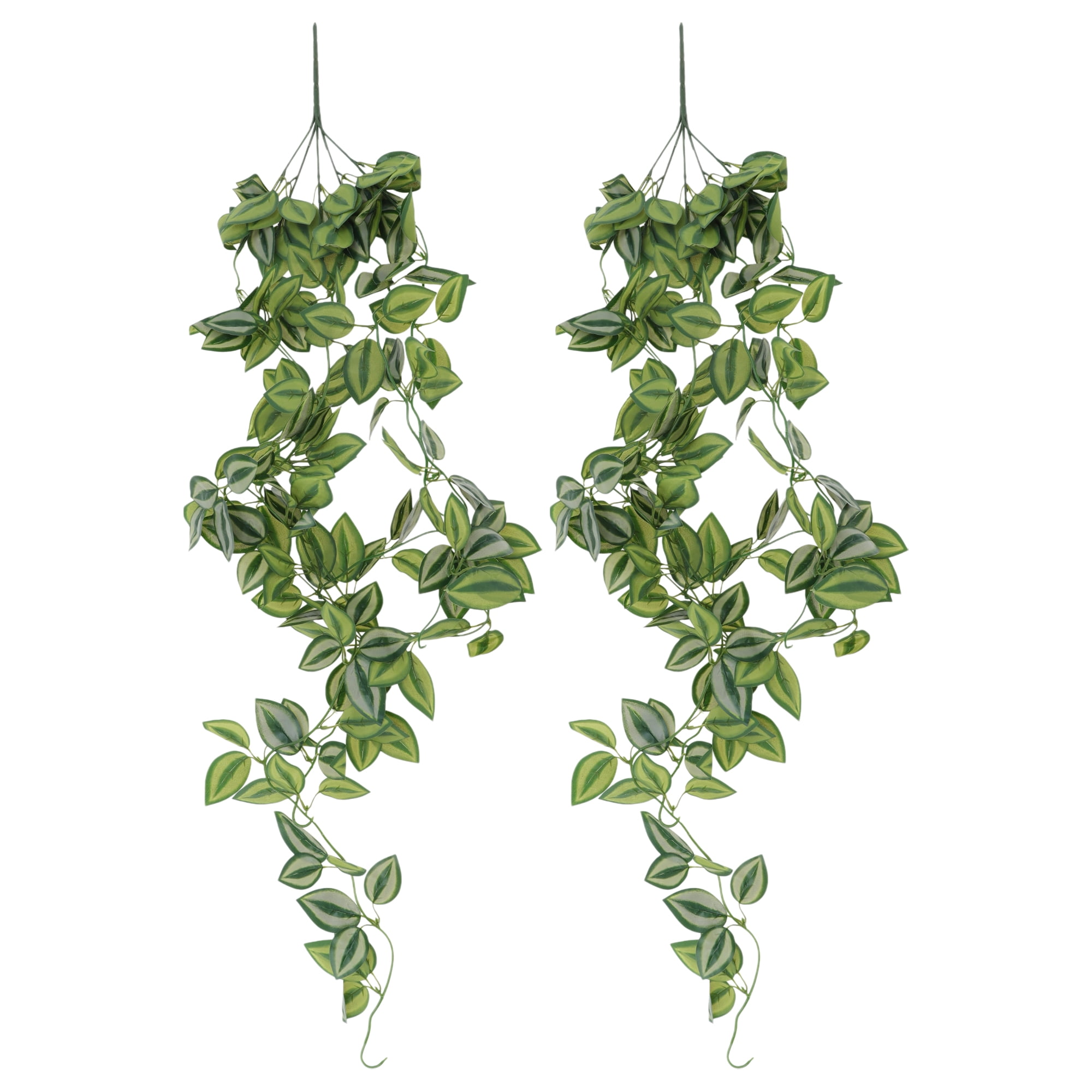 Unique Bargains 2pcs Fake Vines 41.34" Plastic Green Leaves Artificial Hanging Plants