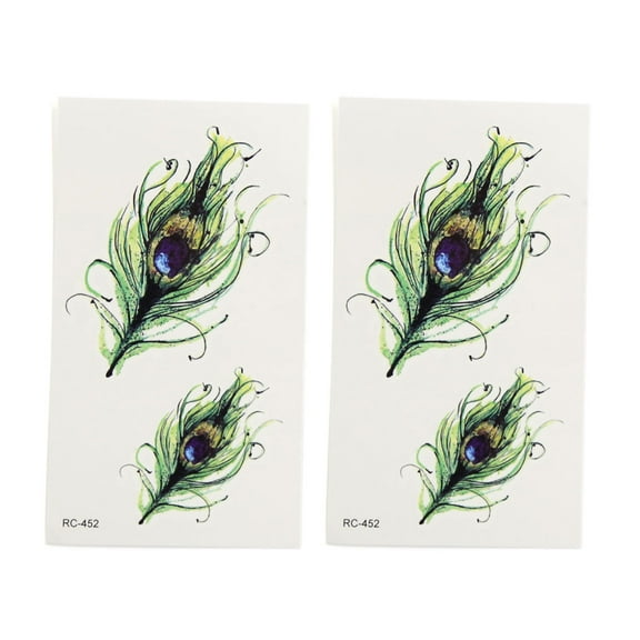 Unique Bargains 2pcs Feathers Pattern Temporary Tattoo Body Arm Stickers