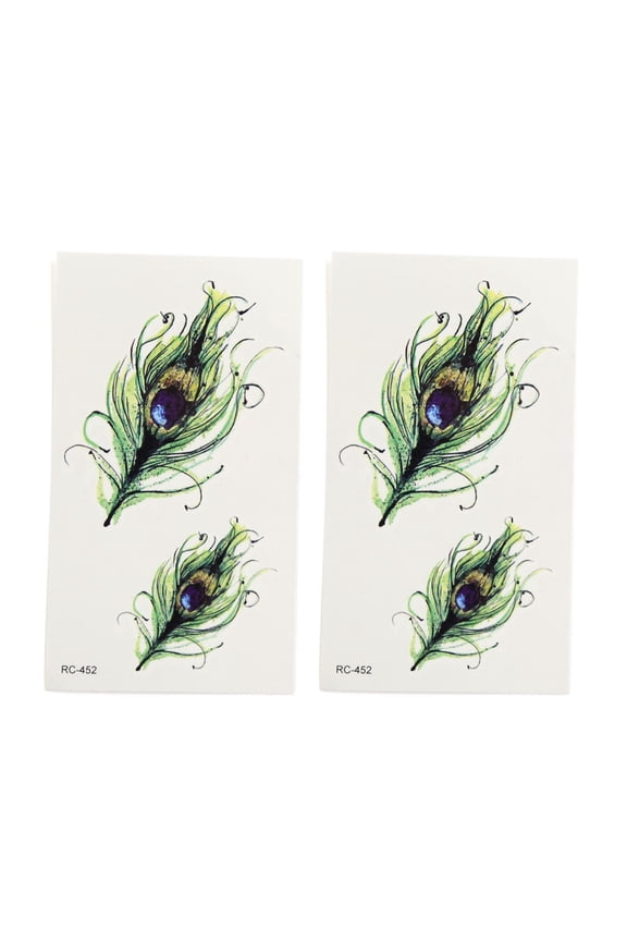 2pcs Feathers Pattern Temporary Tattoo Body Arm Stickers
