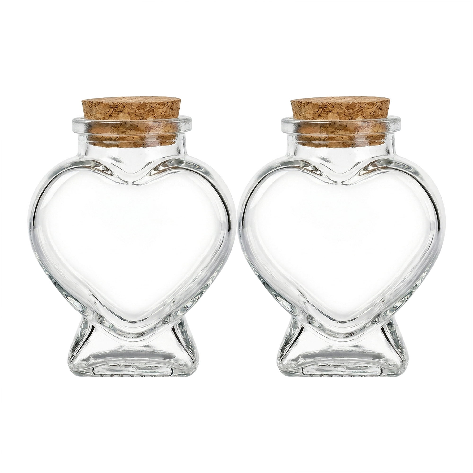 Unique Bargains 2pcs Glass Jars With Cork Stoppers Heart Shaped 2.4" x 2.4" x 3.1"