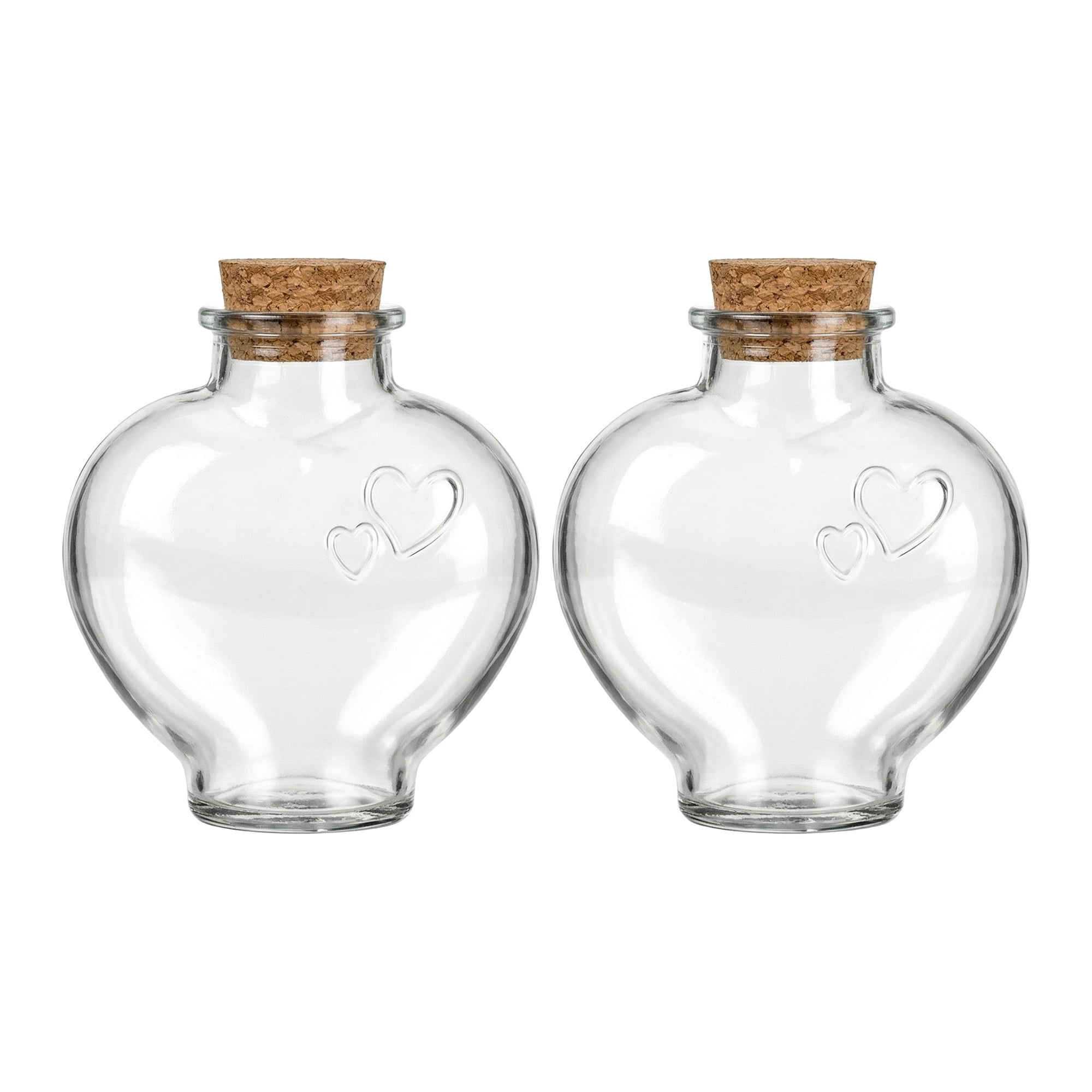 Unique Bargains 2pcs Glass Jars With Cork Stoppers Heart Shaped 4.4" x 4.4" x 4.7"