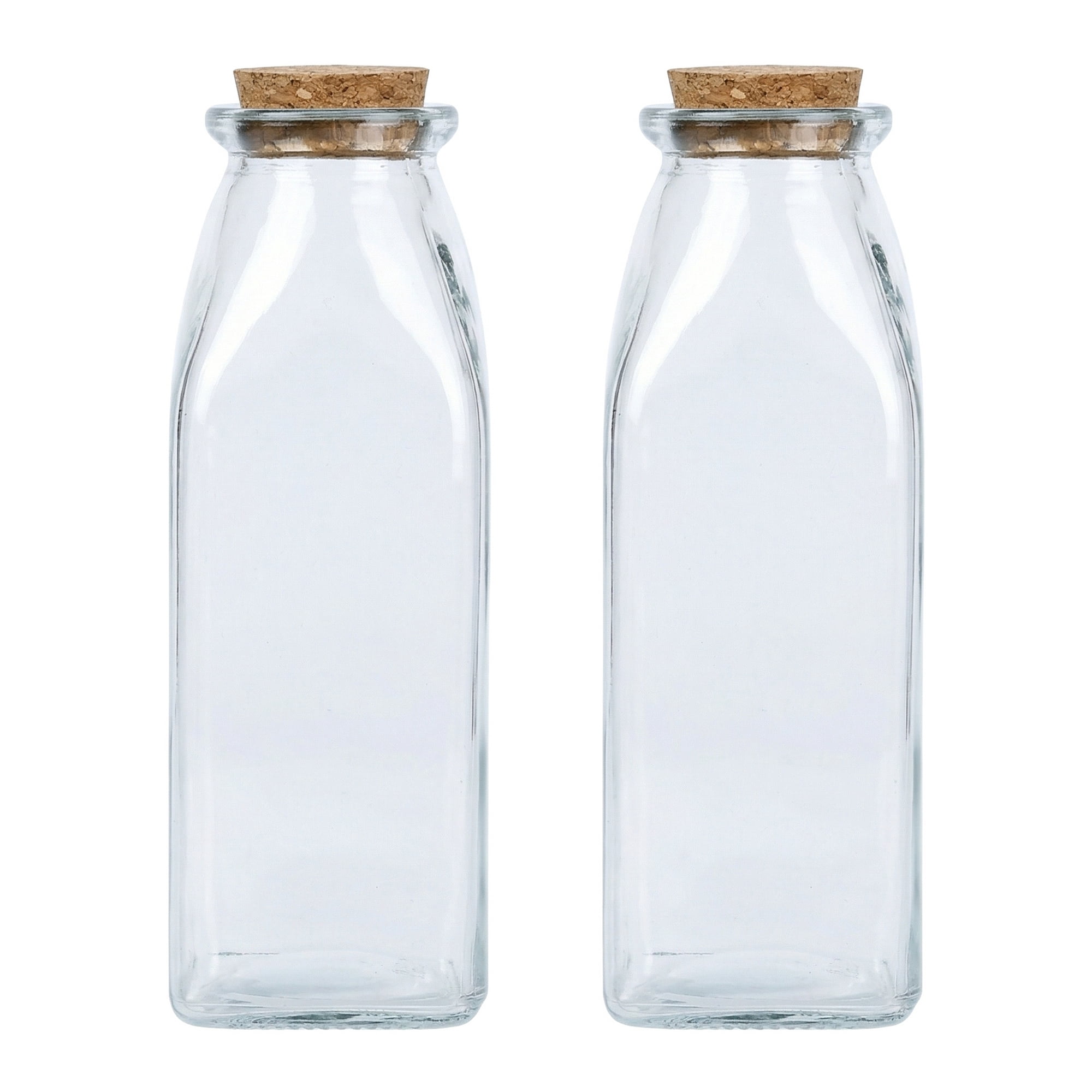 Unique Bargains 2pcs Glass Jars With Cork Stoppers Round Base 5.7cm x 5.7cm x 15.9cm