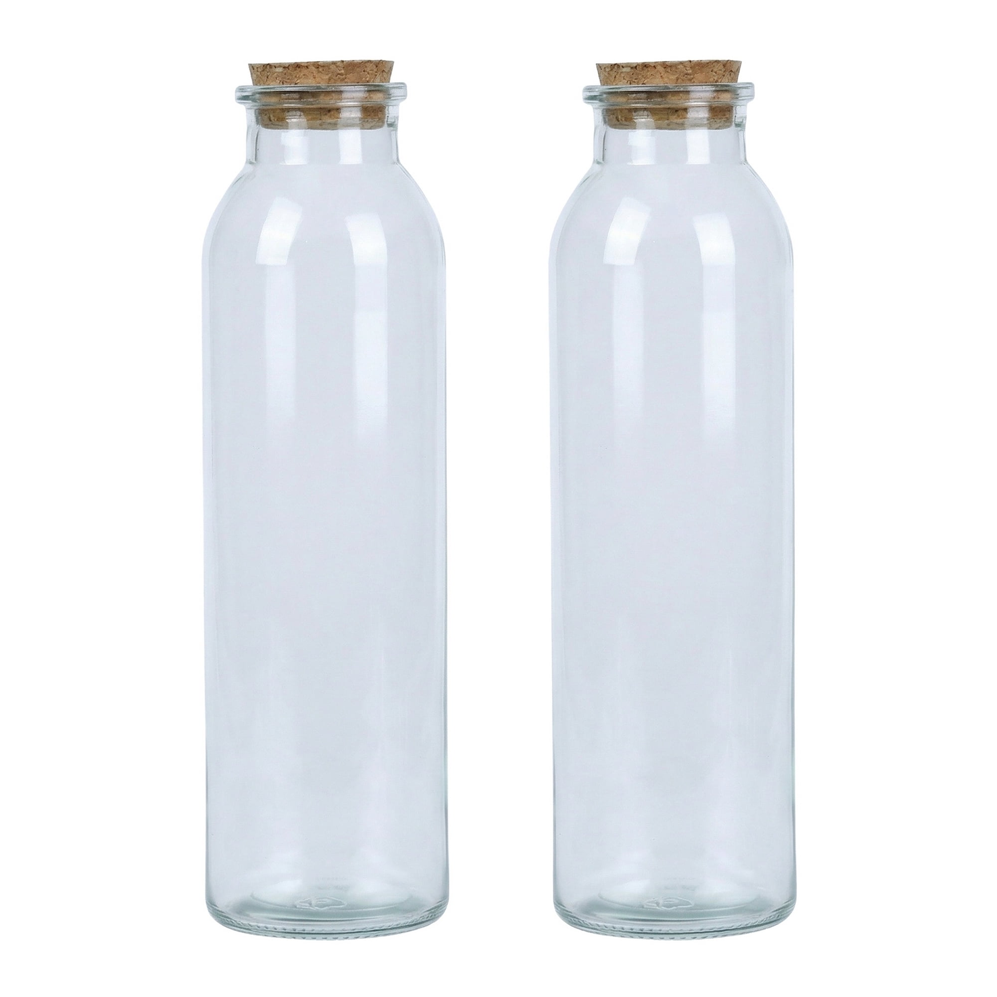 Unique Bargains 2pcs Glass Jars With Cork Stoppers Round Base 5.7cm x 5.7cm x 19.7cm