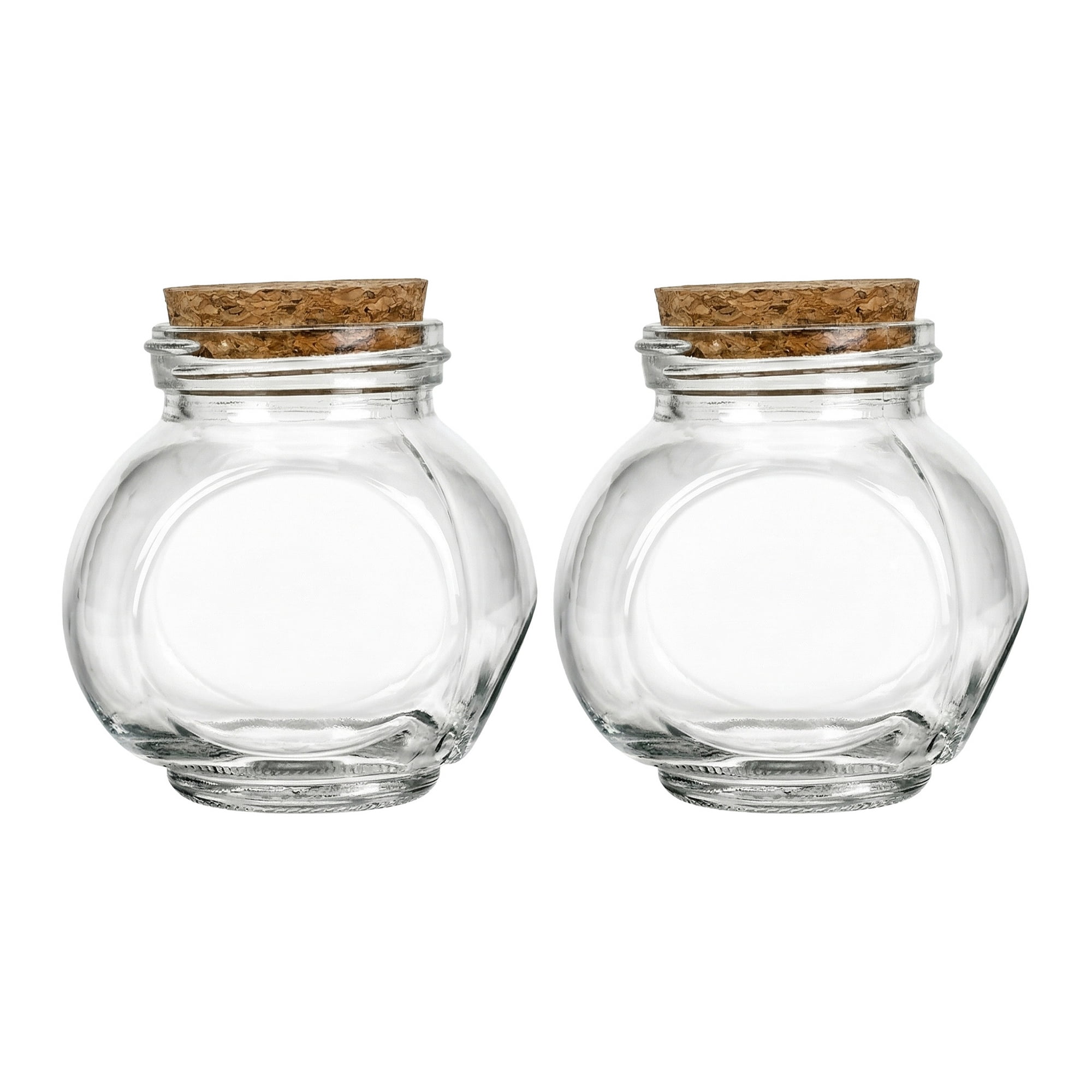 Unique Bargains 2pcs Glass Jars With Cork Stoppers Round Bottle 8cm x 8cm x 8.8cm