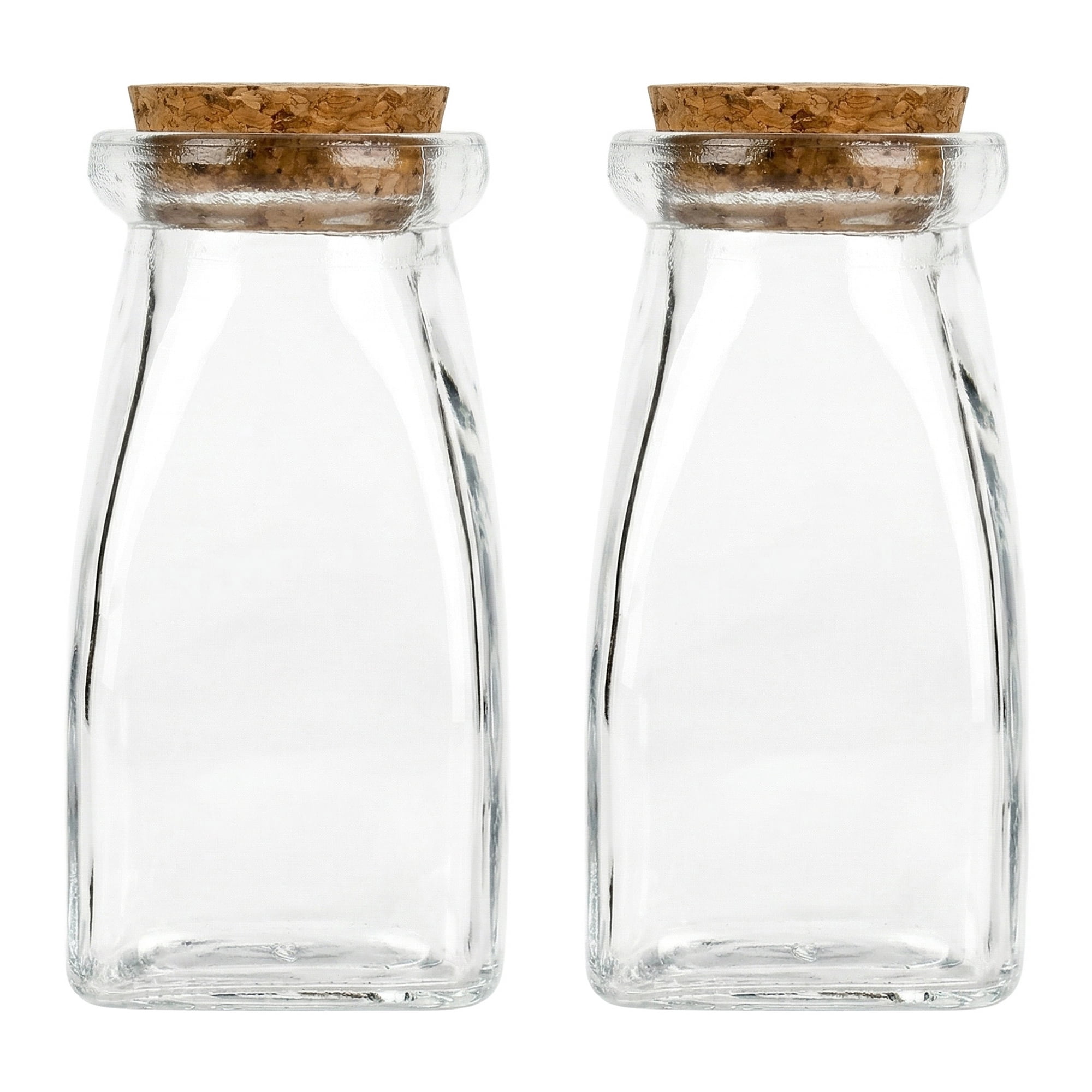 Unique Bargains 2pcs Glass Jars With Cork Stoppers Square Base 5cm x 5cm x 10cm