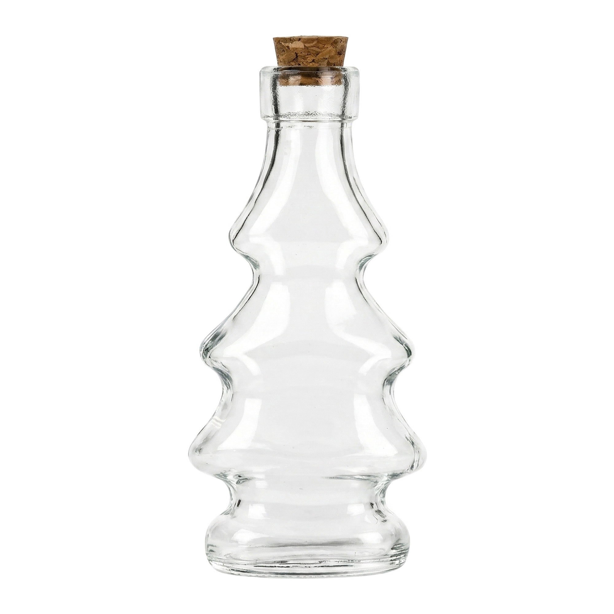 Unique Bargains 2pcs Decorative Simple Glass Jars with Cork Stoppers Small Pine Tree 2.7"x2.7"x6.2"