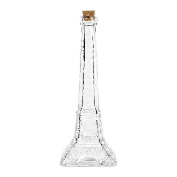 Unique Bargains 2pcs Decorative Simple Glass Jars with Cork Stoppers Small Tower 3.1"x3.1"x6.1"