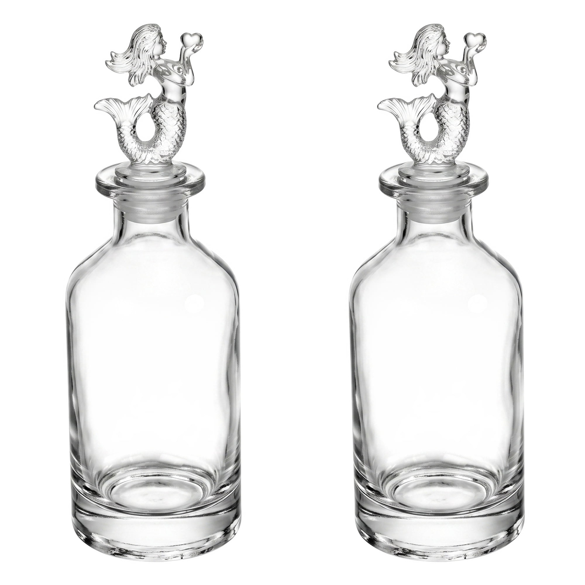 Unique Bargains 2pcs Glass Jars with Glass Stoppers Fish Shaped Snap Cover 2.6"x2.6"x7.5"