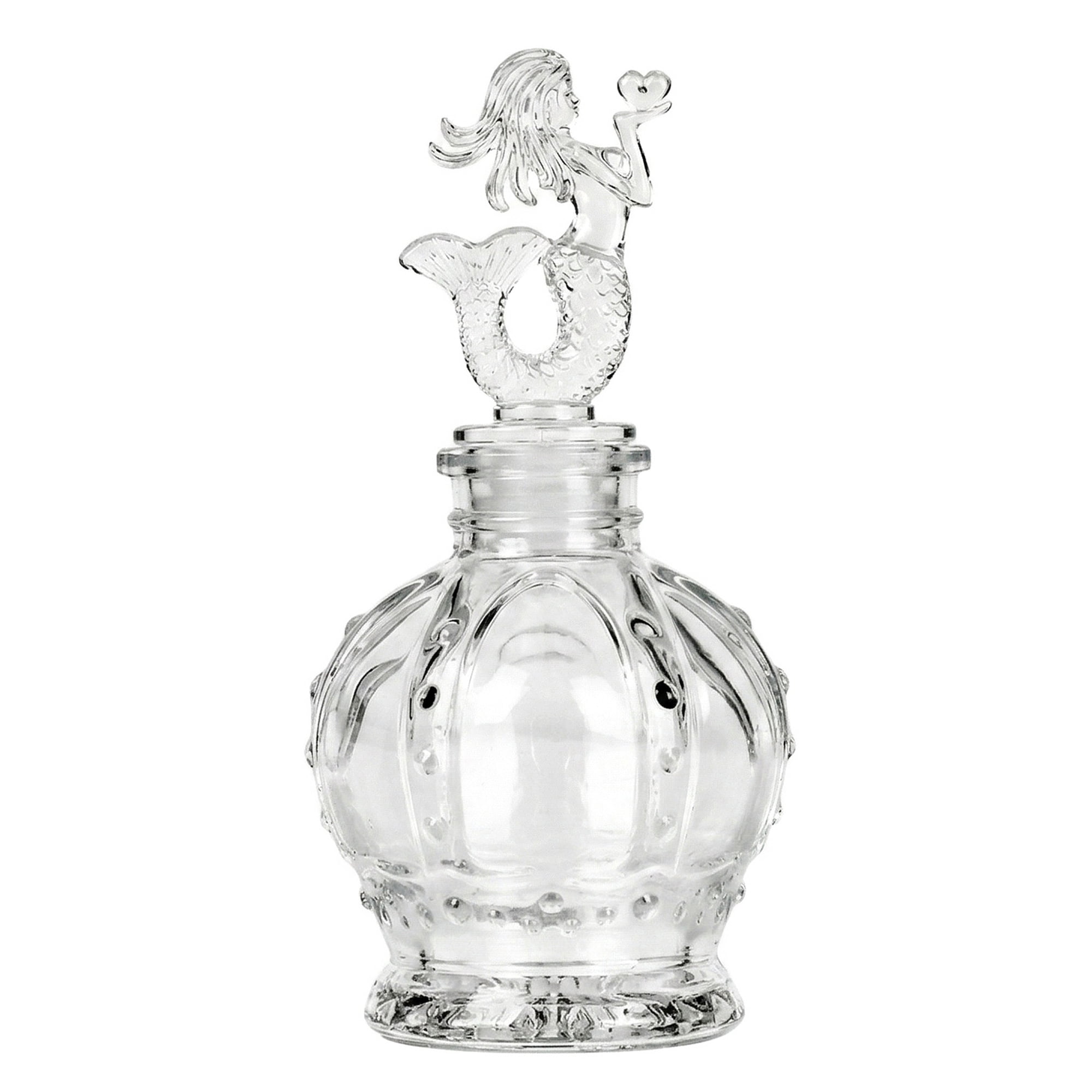 Unique Bargains 2pcs Decorative Glass Jars with Ornate Glass Stoppers Crown Base 2.8"x2.8"x5.9"
