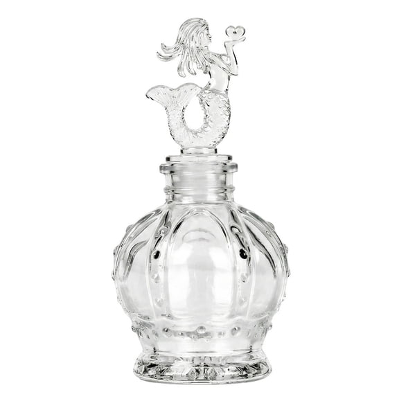Unique Bargains 2pcs Decorative Glass Jars with Ornate Glass Stoppers Crown Base 2.8"x2.8"x5.9"