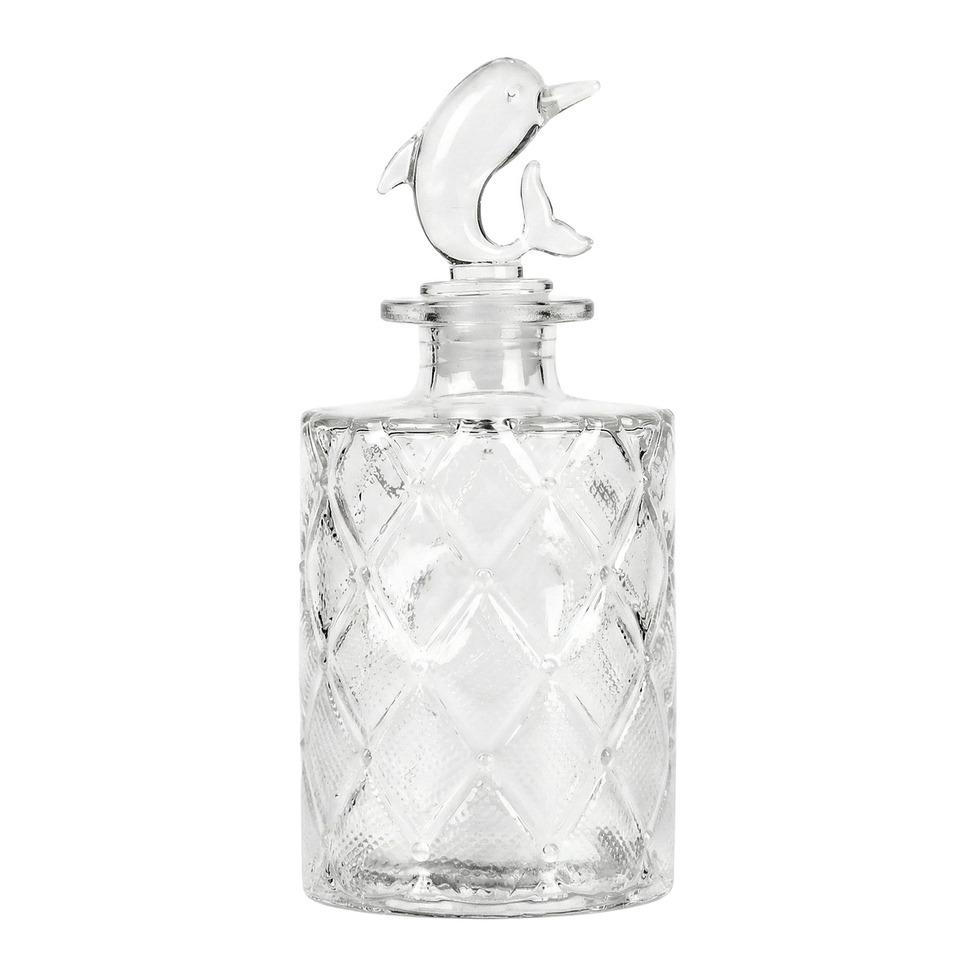 Unique Bargains 2pcs Decorative Glass Jars with Ornate Glass Stoppers Dolphin Shaped Snap Cover 2.5"x2.5"x6"