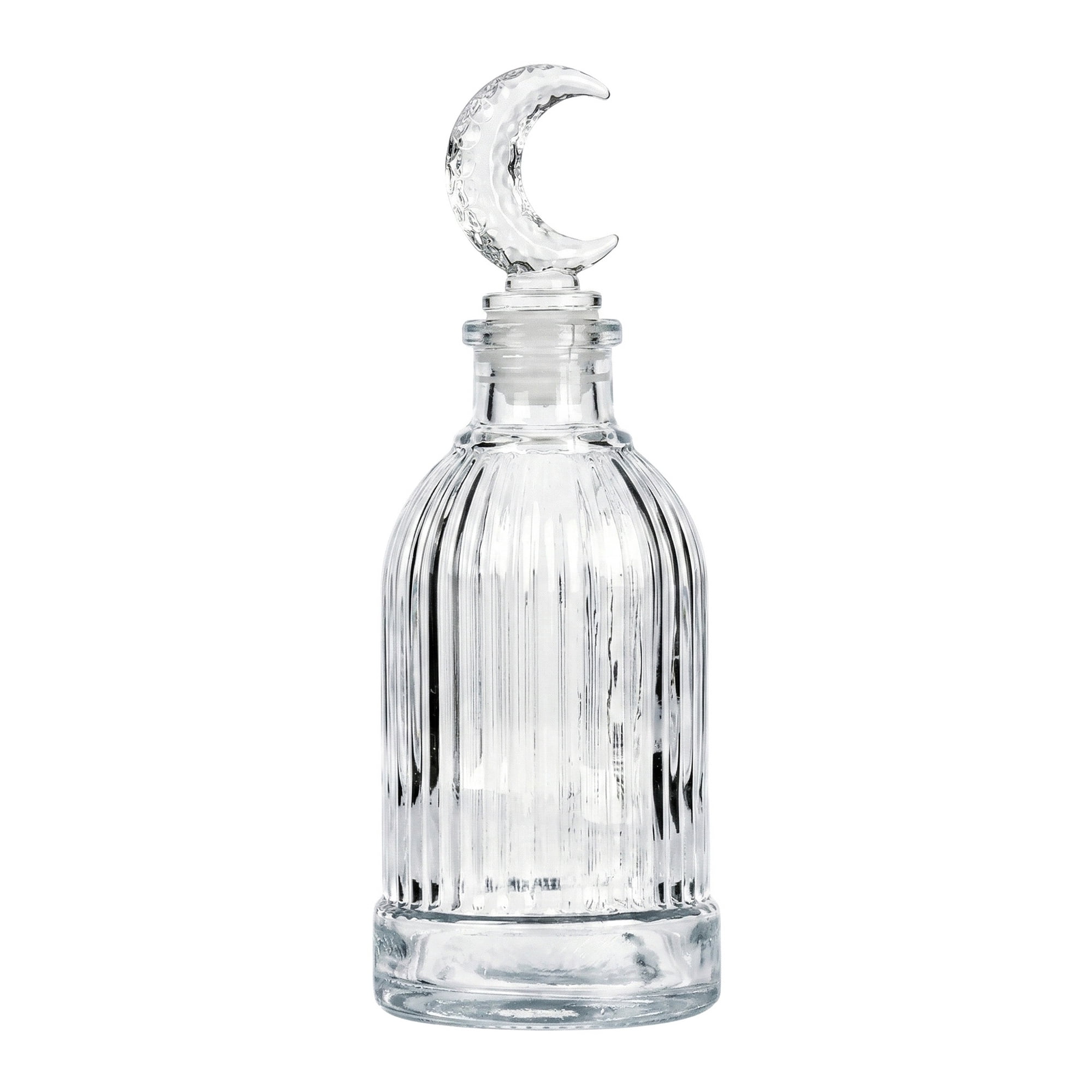 Unique Bargains 2pcs Decorative Glass Jars with Ornate Glass Stoppers Moon Shaped Snap Cover 2.4"x2.4"x5.7"