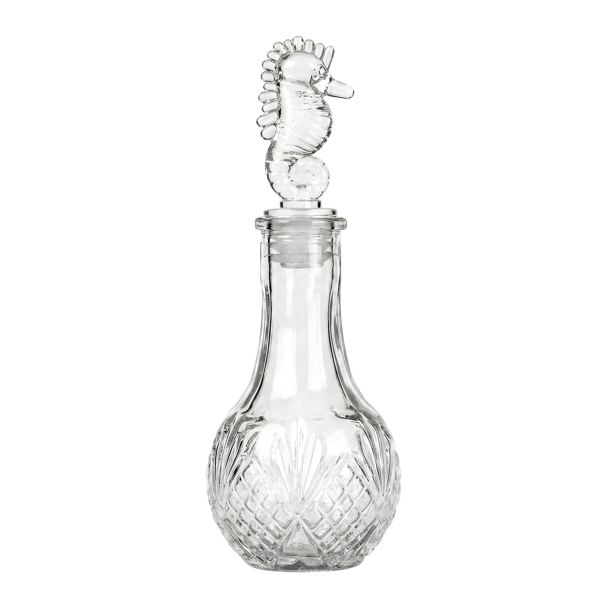 Unique Bargains 2pcs Decorative Glass Jars with Ornate Glass Stoppers Seahorse Shaped Snap Cover 2.4"x2.4"x6.3"