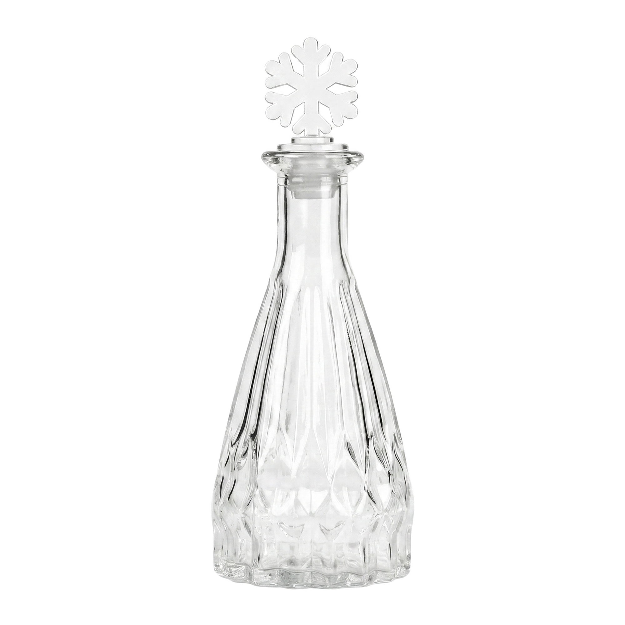 Unique Bargains 2pcs Decorative Glass Jars with Ornate Glass Stoppers Snowflake Shaped Snap Cover 2.8"x2.8"x7.5"