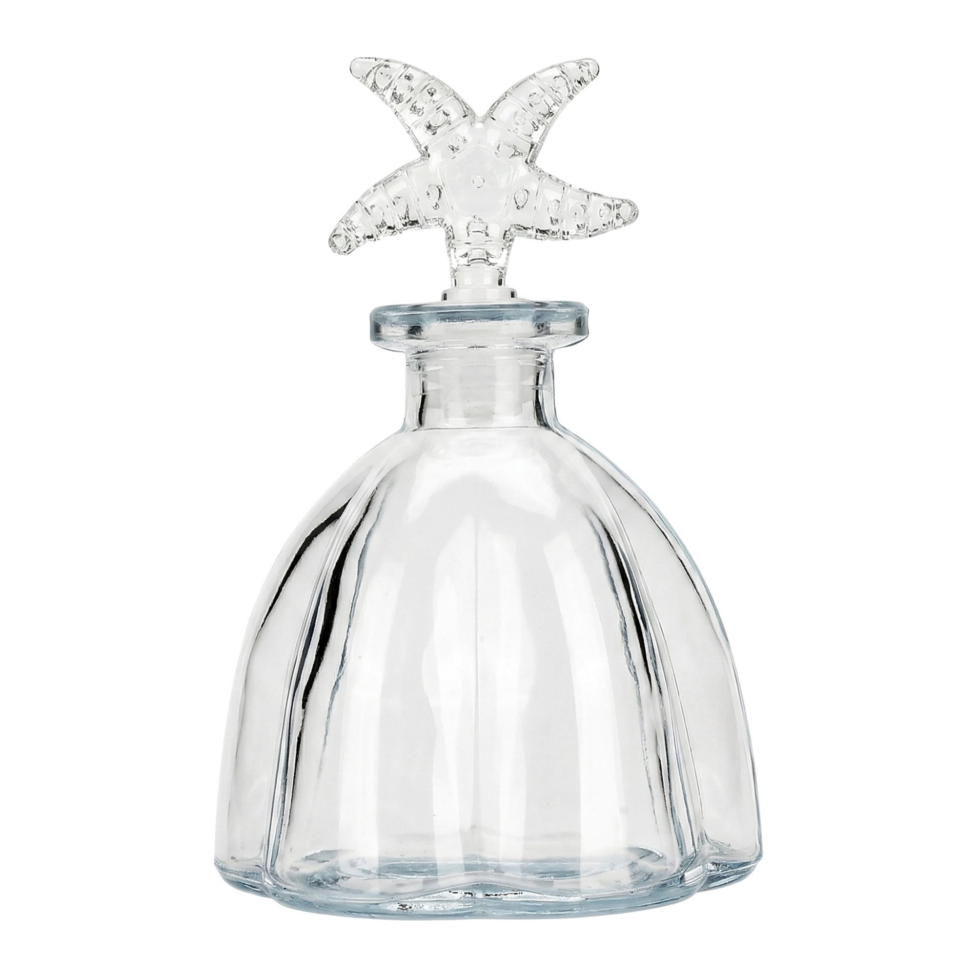 Unique Bargains 2pcs Decorative Glass Jars with Ornate Glass Stoppers Starfish Shaped Snap Cover 3.3"x3.3"x5.9"