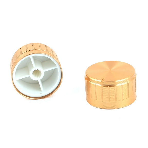 Unique Bargains 2pcs Gold Tone 6mm Dia Knurled Shaft Potentiometer Control Knobs 17mmx30mm