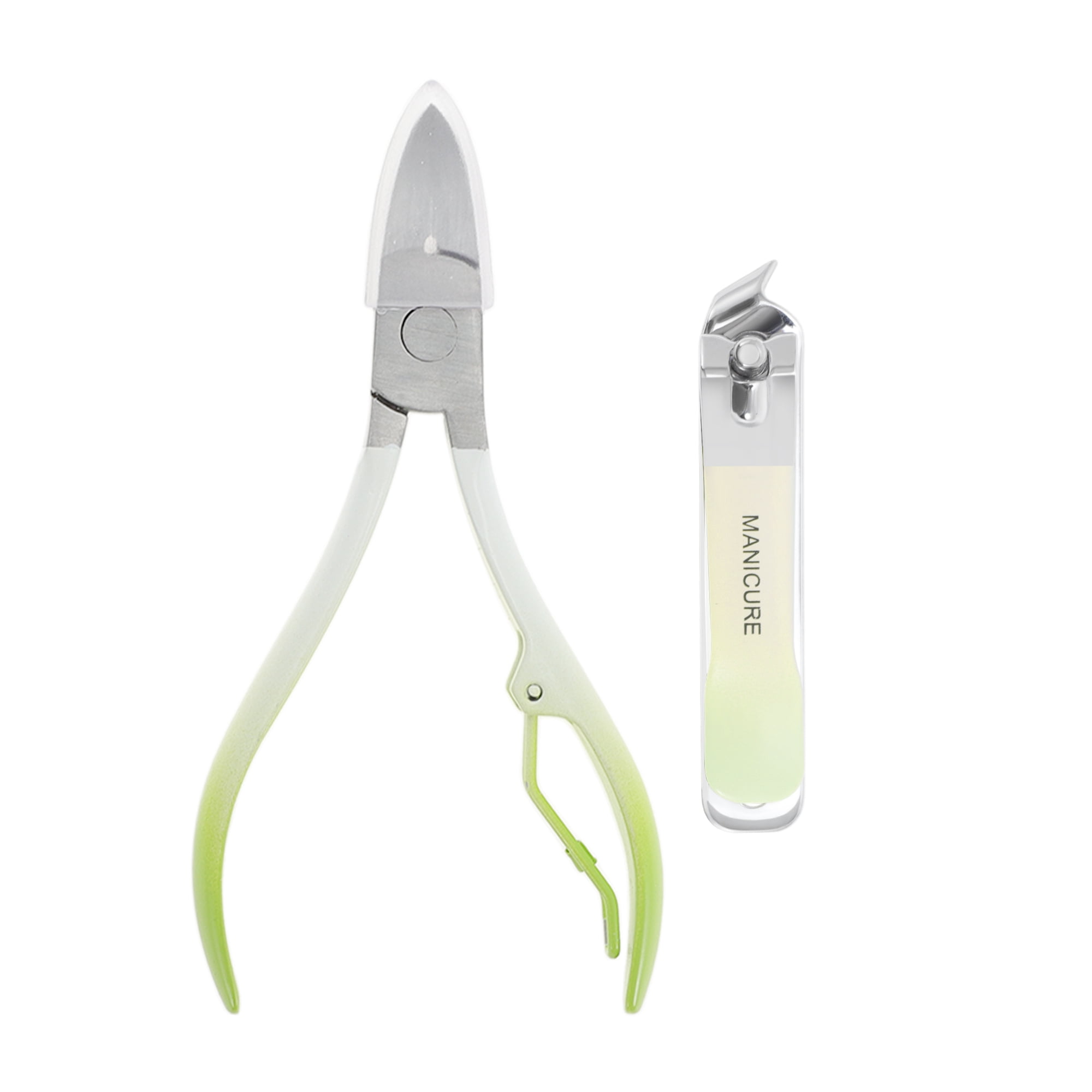 Unique Bargains 2pcs Gradual Slanted Nail Clippers Set Green Small