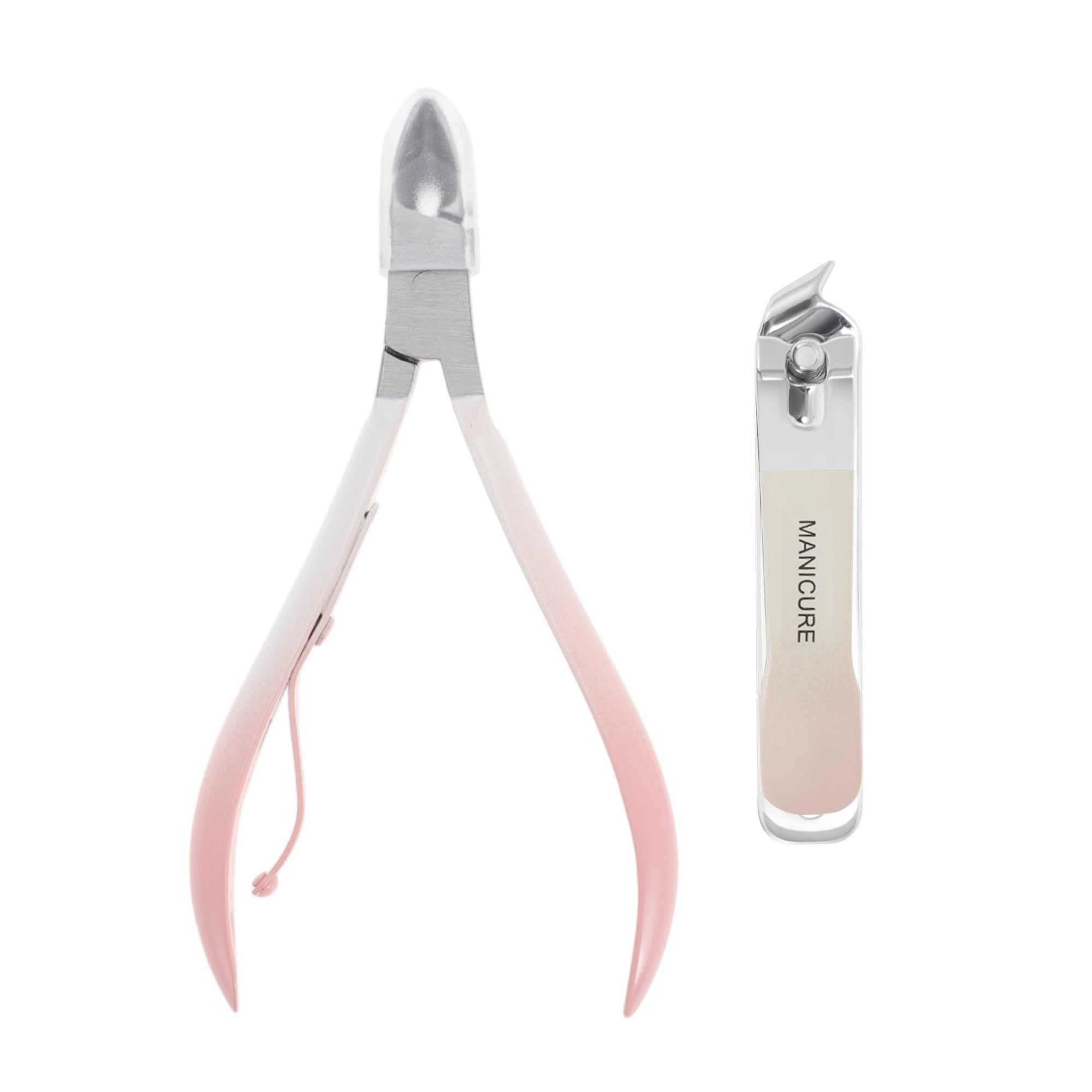 Unique Bargains 2pcs Gradual Slanted Nail Clippers Set Pink Small