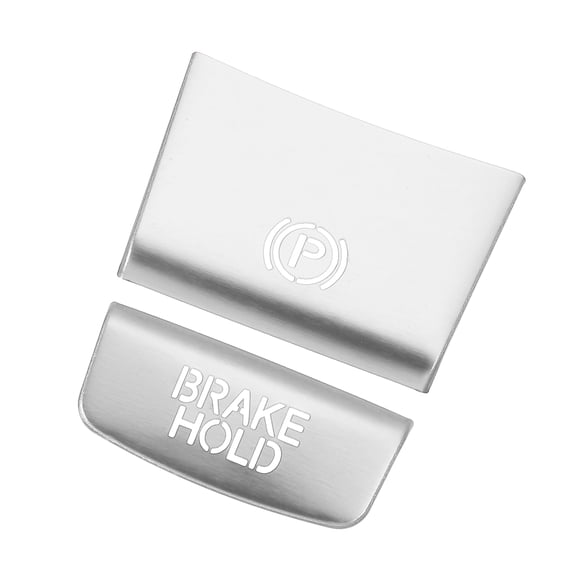 Unique Bargains Handbrake Button Sticker with Adhesive Interior Console Button Switch Trim Cover Sticker for Volkswagen Atlas 2018-2021 Aluminum Alloy (Set of 2) Silver Tone