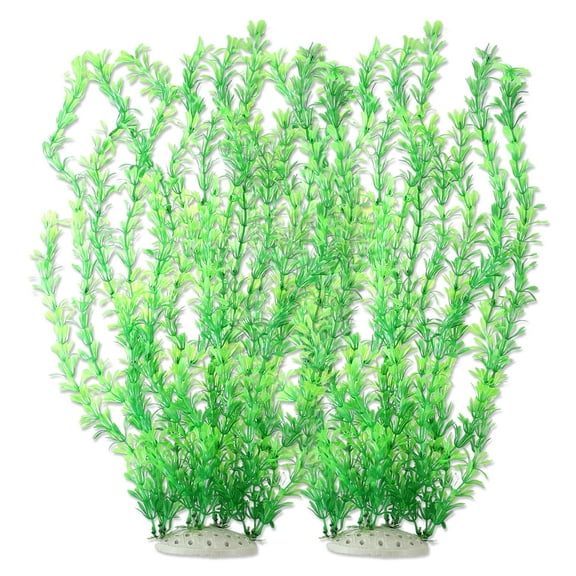 Unique Bargains 2pcs Large Aquarium Plastic Plants Big Aquarium Plastic Plants for Fish Tanks Decor 20.47" Height Green