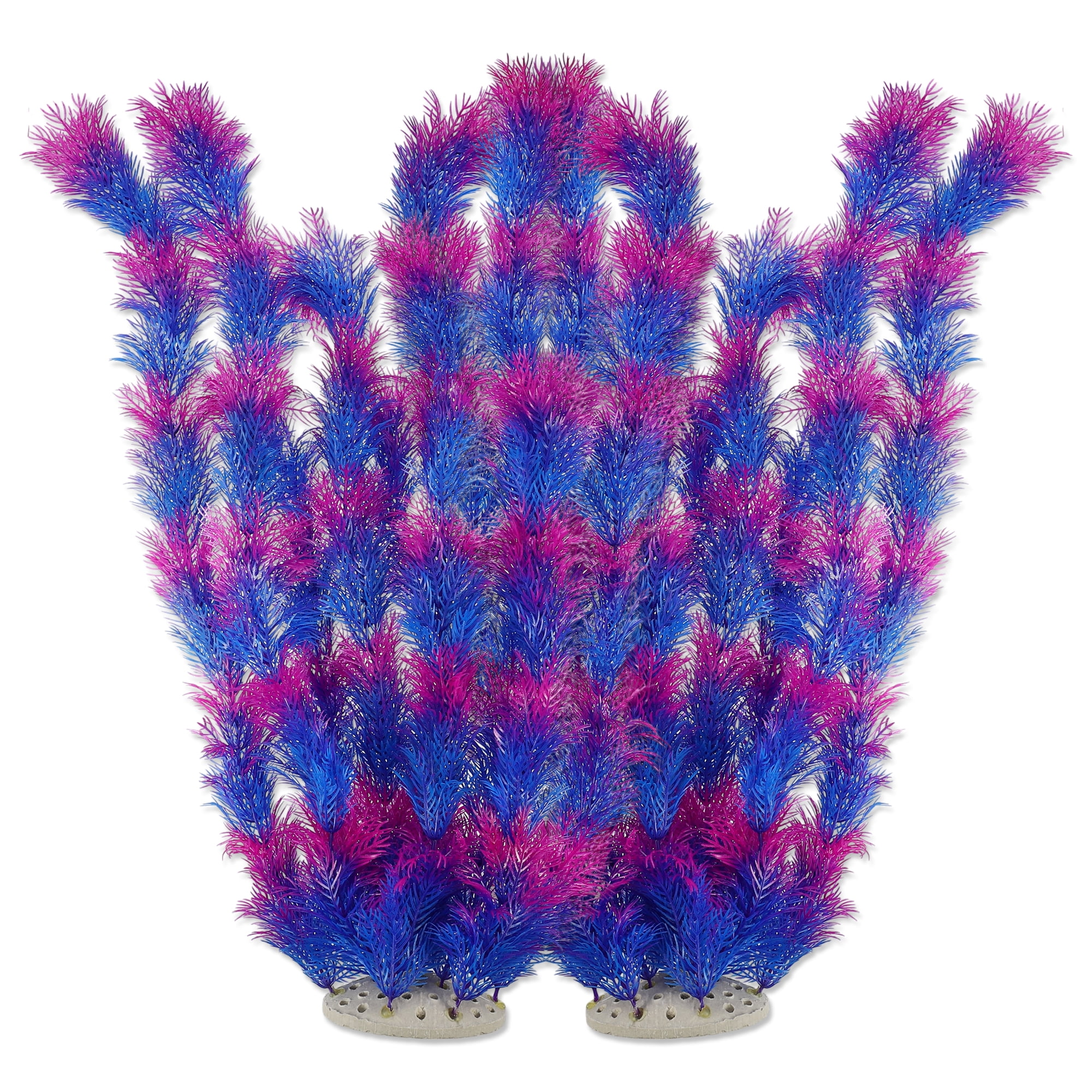 Unique Bargains 2pcs Large Aquarium Plastic Plants Big Aquarium Plastic Plants for Fish Tanks Decor 21.26" Height Purple
