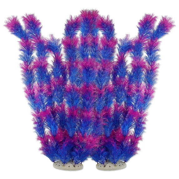 Unique Bargains 2pcs Large Aquarium Plastic Plants Big Aquarium Plastic Plants for Fish Tanks Decor 21.26" Height Purple