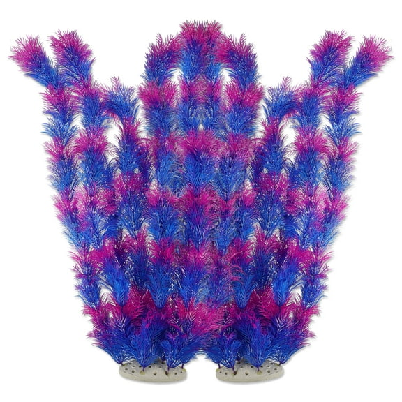 Unique Bargains 2pcs Large Aquarium Plastic Plants Big Aquarium Plastic Plants for Fish Tanks Decor 21.26" Height Purple
