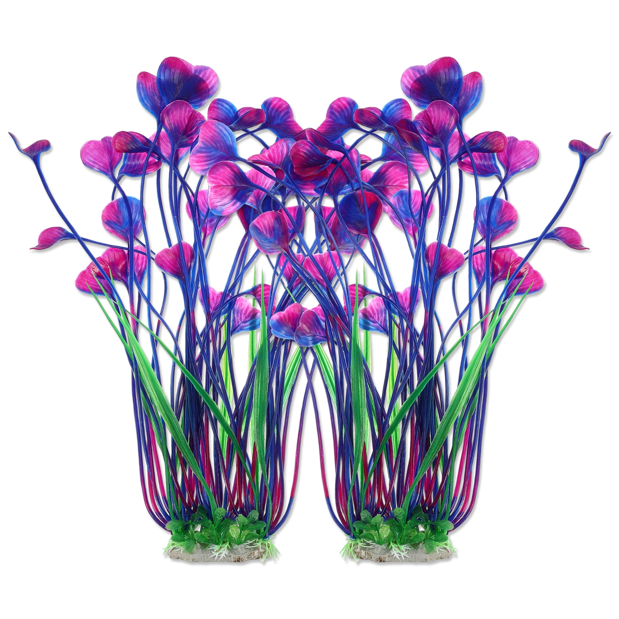Unique Bargains 2pcs Large Aquarium Plastic Plants Tall Aquarium Plants for Fish Tanks Decor 20.47" Height Purple Green