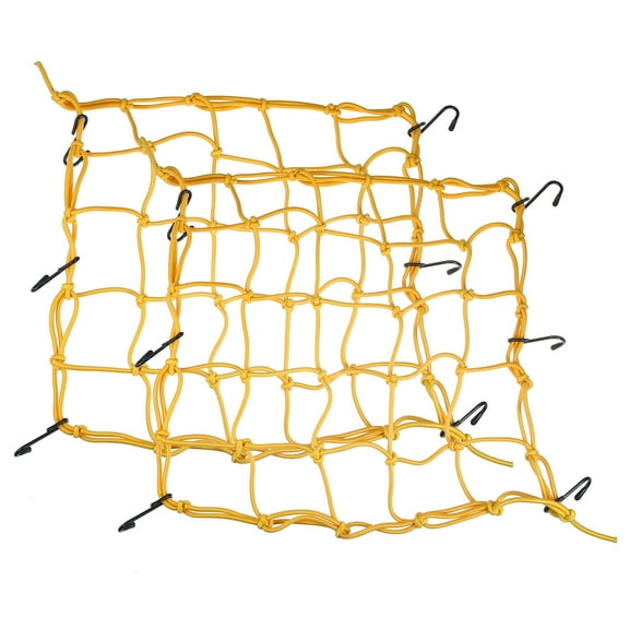 Unique Bargains 2pcs Motorcycle Motorbike Elasticated Luggage Cargo Nets Nylon Yellow