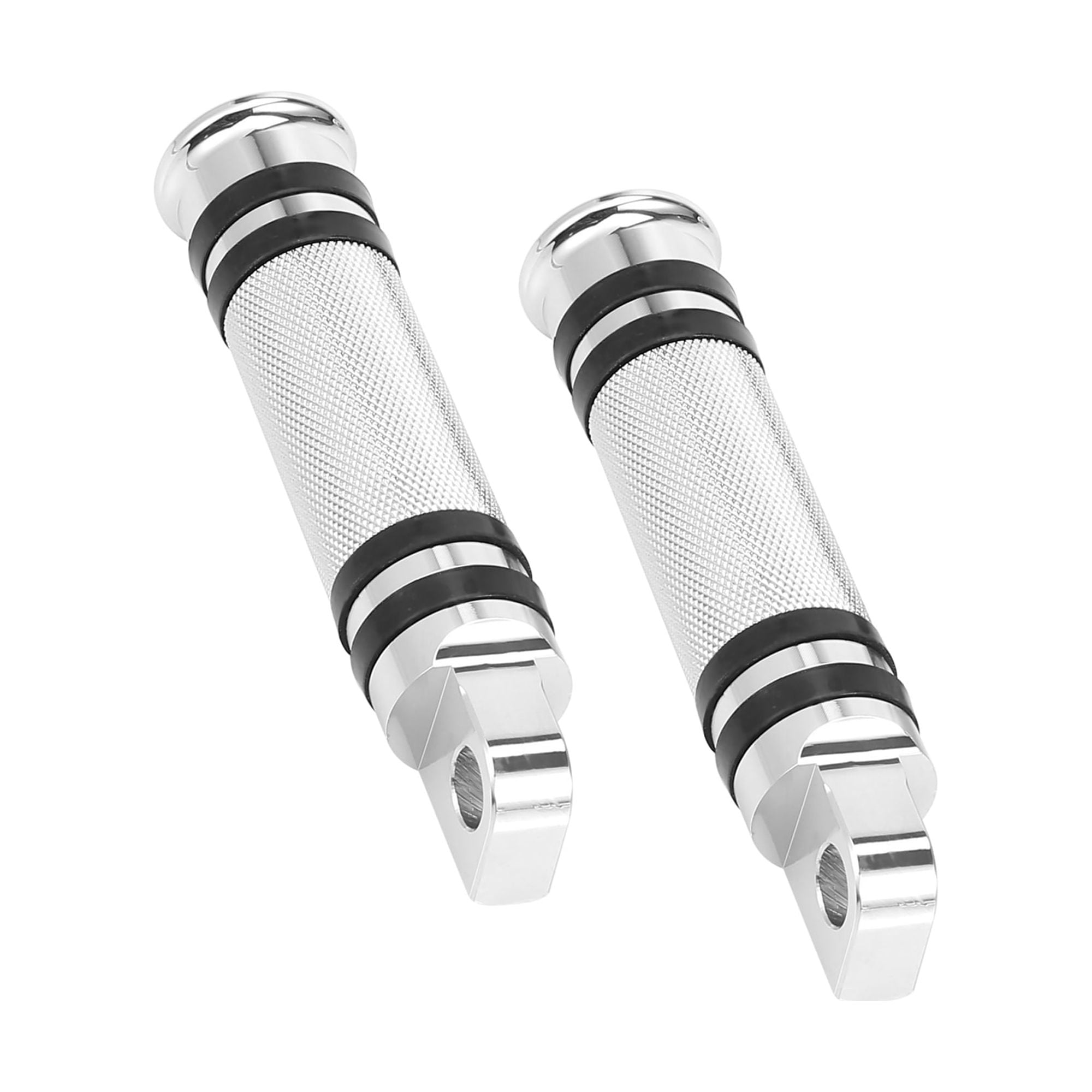 Unique Bargains 2pcs Motorcycle Mount Foot Pegs Foot Rest Silver Tone Aluminum Alloy 10mm
