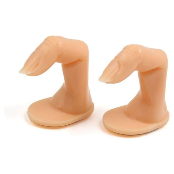 Unique Bargains 2pcs Polish Nail Art Tips Practice False Fingers Training Display Tools w Nails