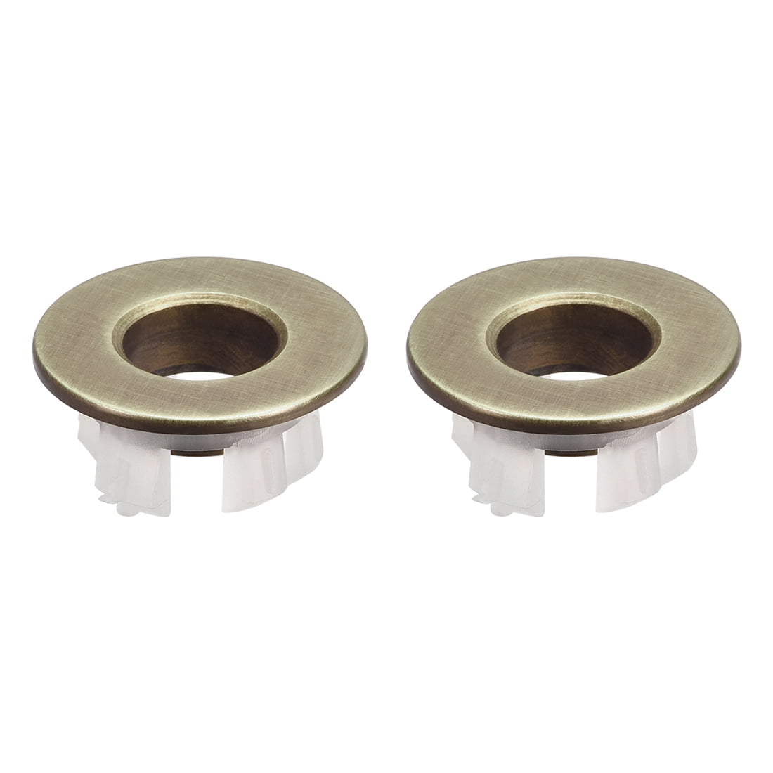 Unique Bargains 2pcs Round Copper Sink Basin Trim Overflow Cover Caps Brass Tone