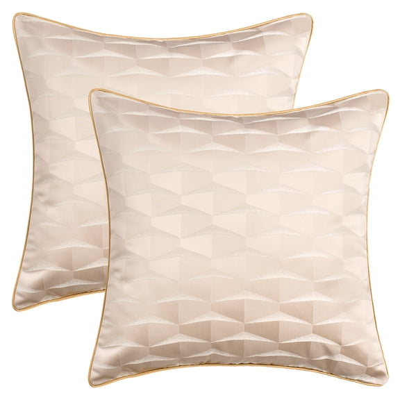 Unique Bargains 2pcs Satin Throw Pillow Covers for Sofa Bed Room Beige 18" x 18"