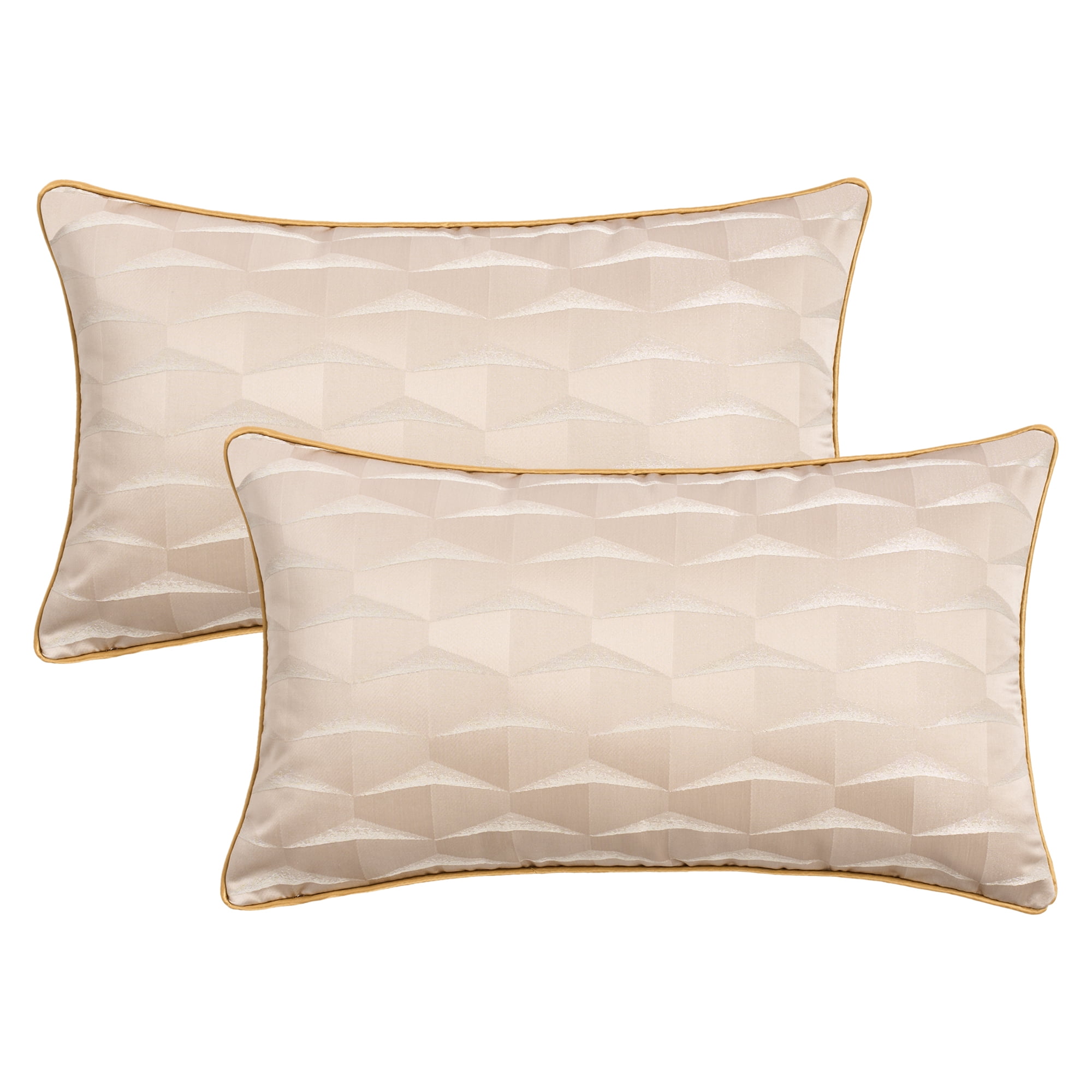 Unique Bargains 2pcs Satin Throw Pillow Covers for Sofa Bed Room Beige 20" x 12"