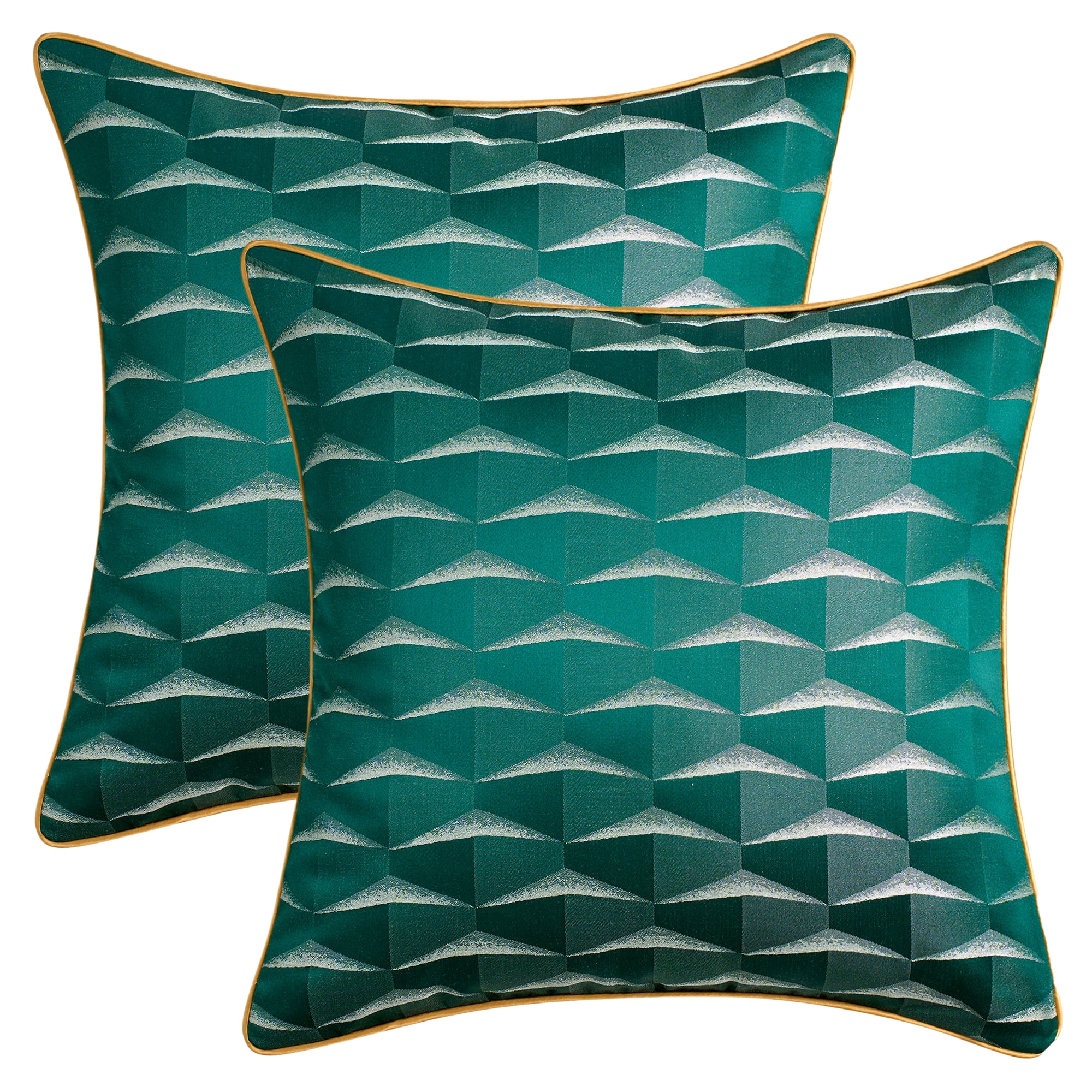 Unique Bargains 2pcs Satin Throw Pillow Covers for Sofa Bed Room Dark Green 18" x 18"