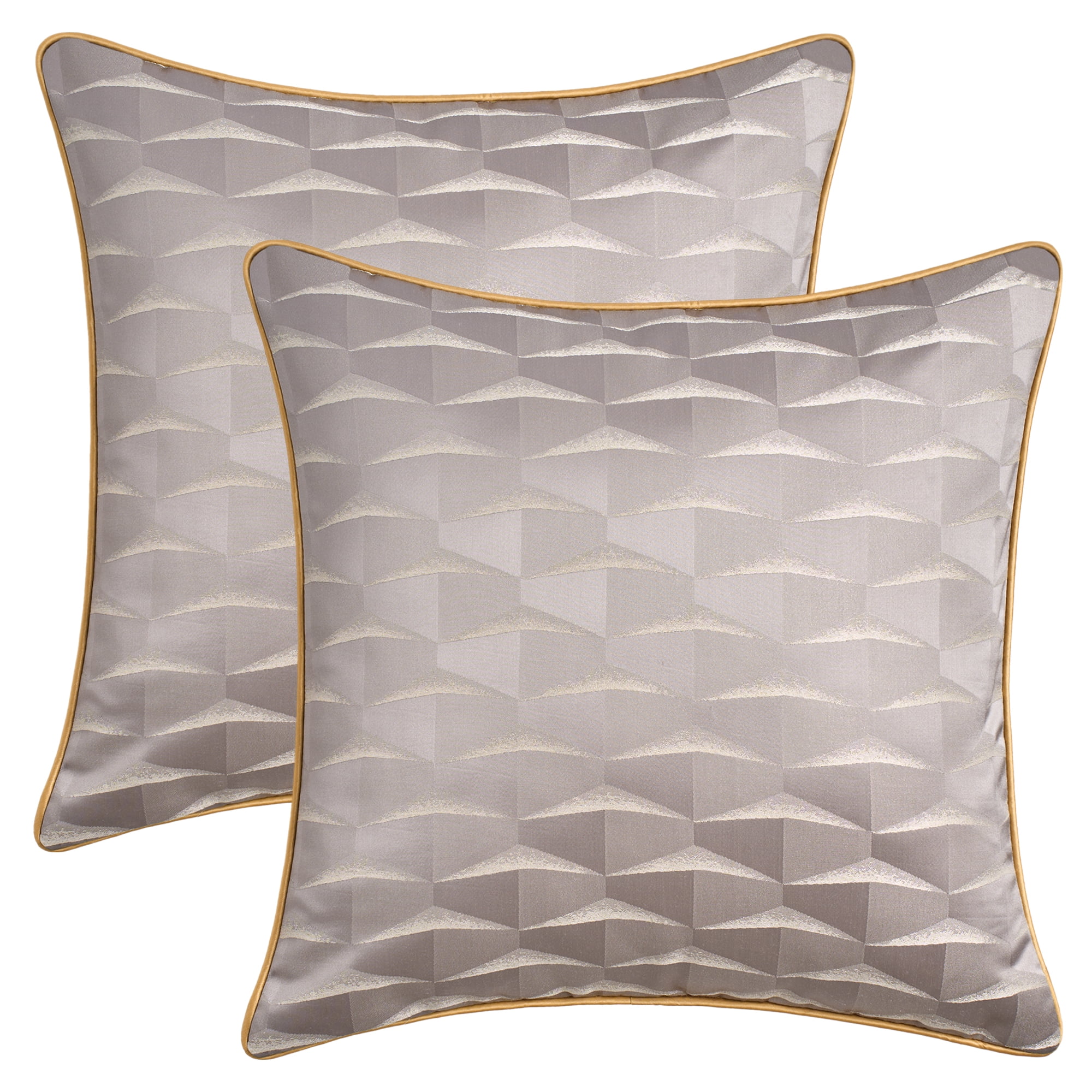 Unique Bargains 2pcs Satin Throw Pillow Covers for Sofa Bed Room Grey 18" x 18"