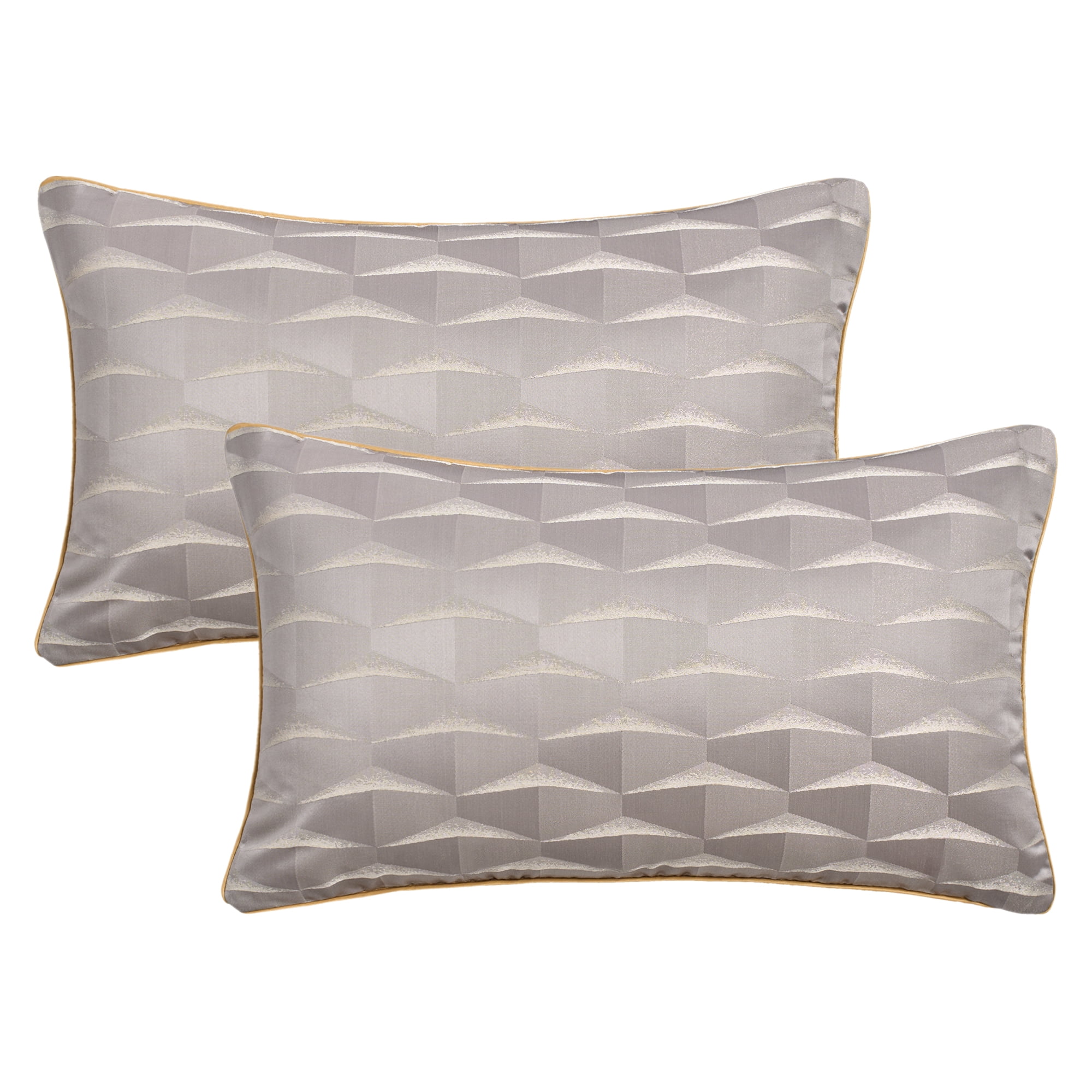 Unique Bargains 2pcs Satin Throw Pillow Covers for Sofa Bed Room Grey 20" x 12"