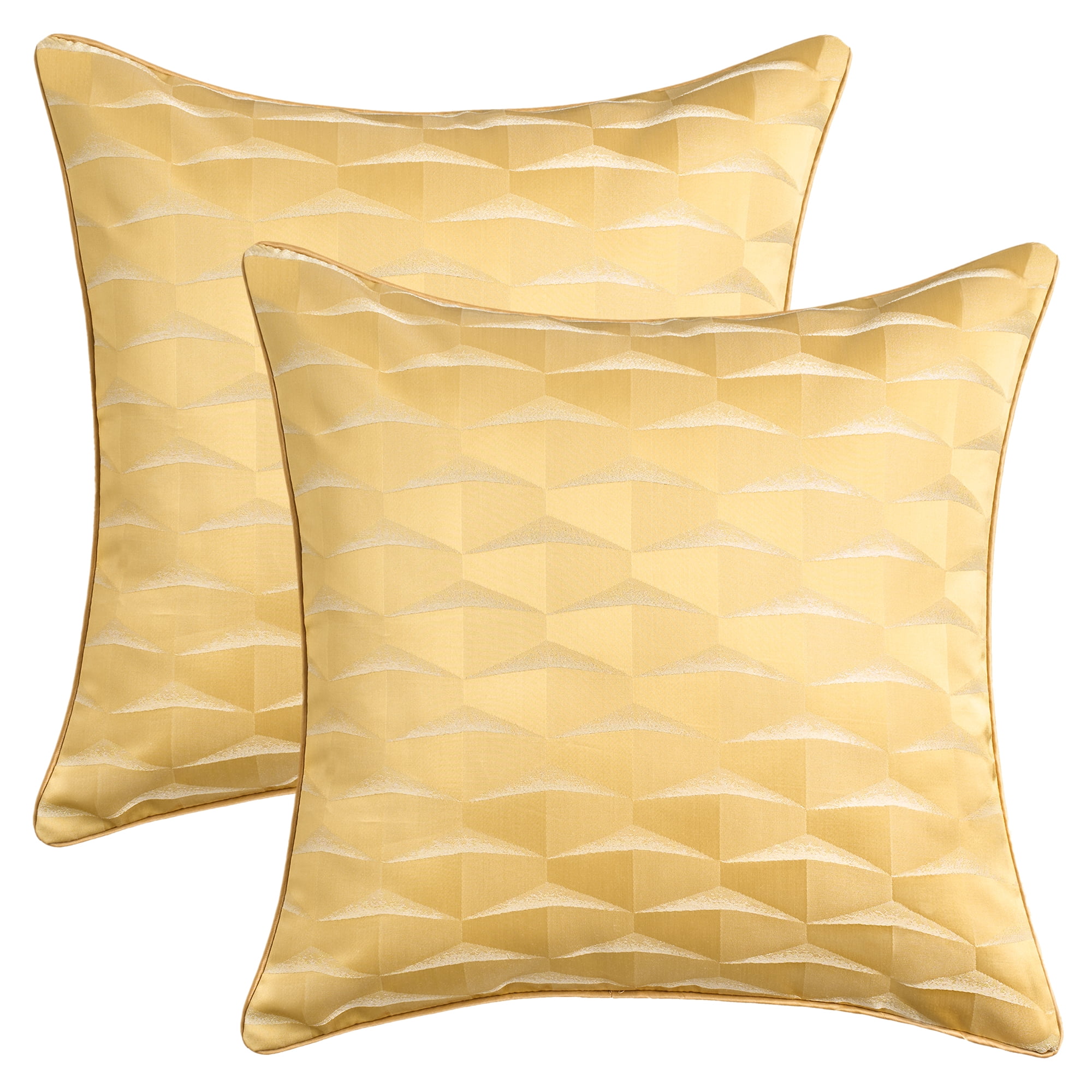 Unique Bargains 2pcs Satin Throw Pillow Covers for Sofa Bed Room Yellow 18" x 18"