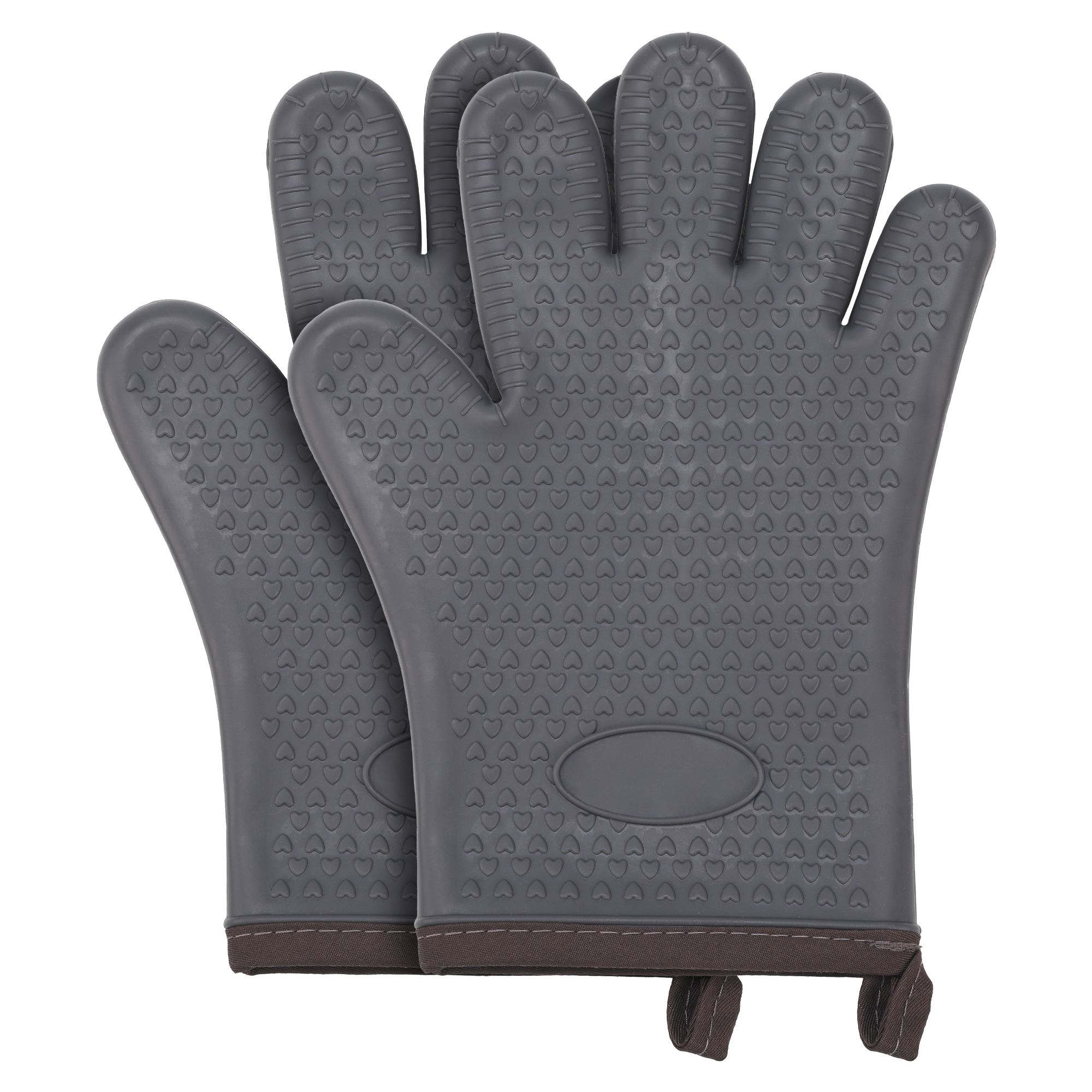 Unique Bargains 2pcs Silicone Heat-Resistant and Waterproof Oven Mitts Gray 10.8" x 8.1"