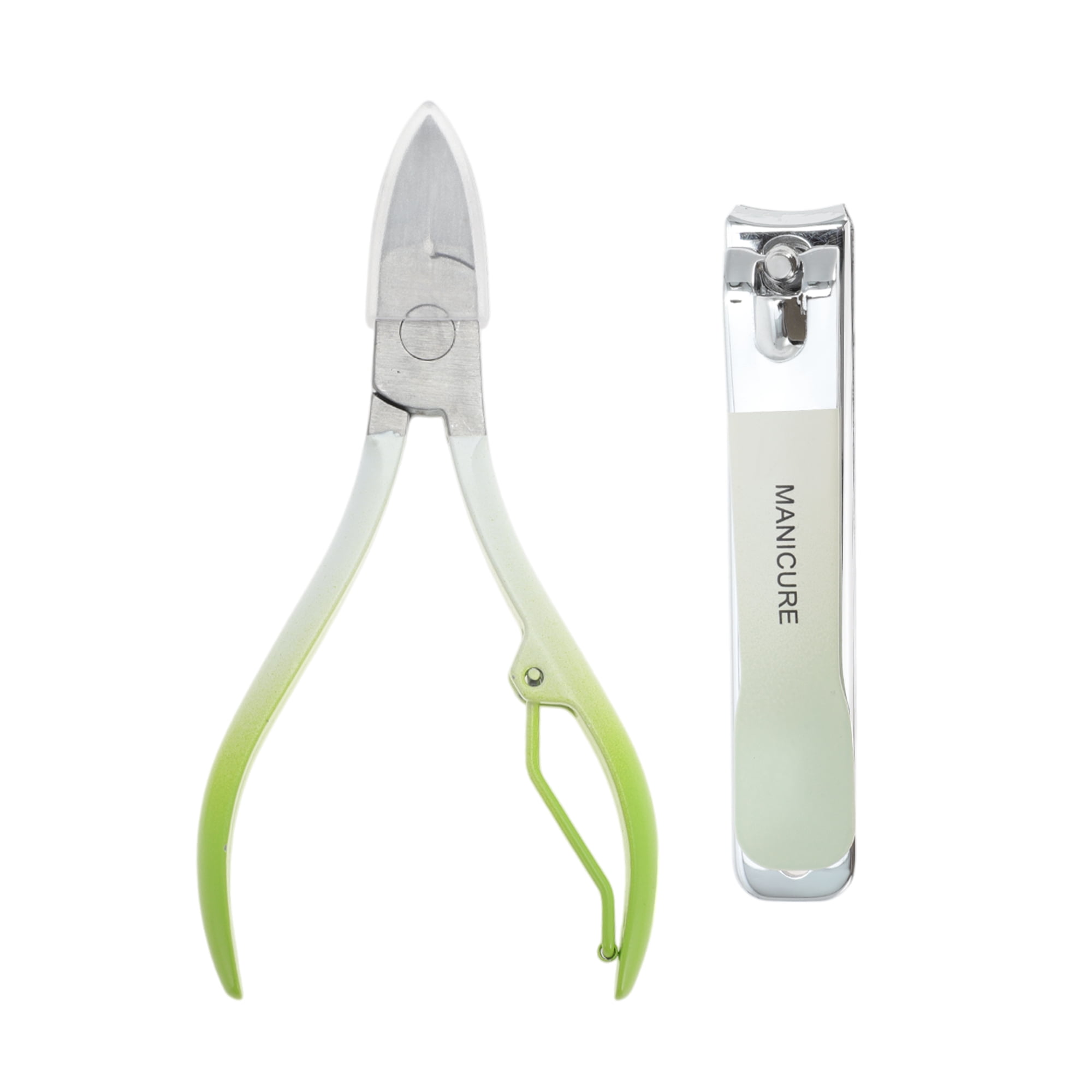 Unique Bargains 2pcs Slanted Nail Clippers Set Green Large