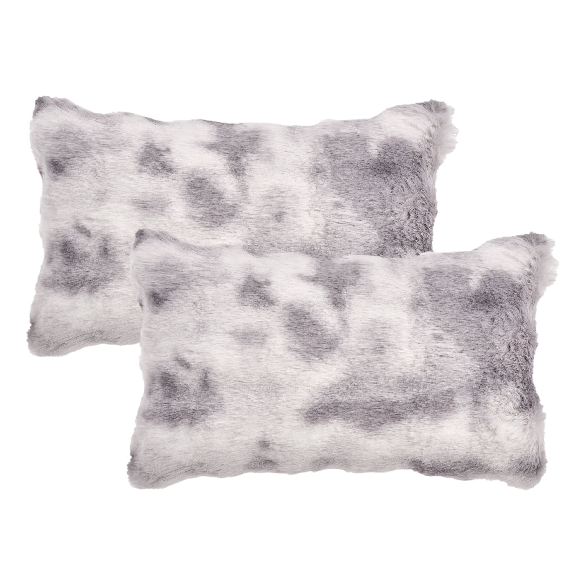 Unique Bargains 2pcs Soft Fluffy Pillow Covers for Living Room Grey 20" x 12"