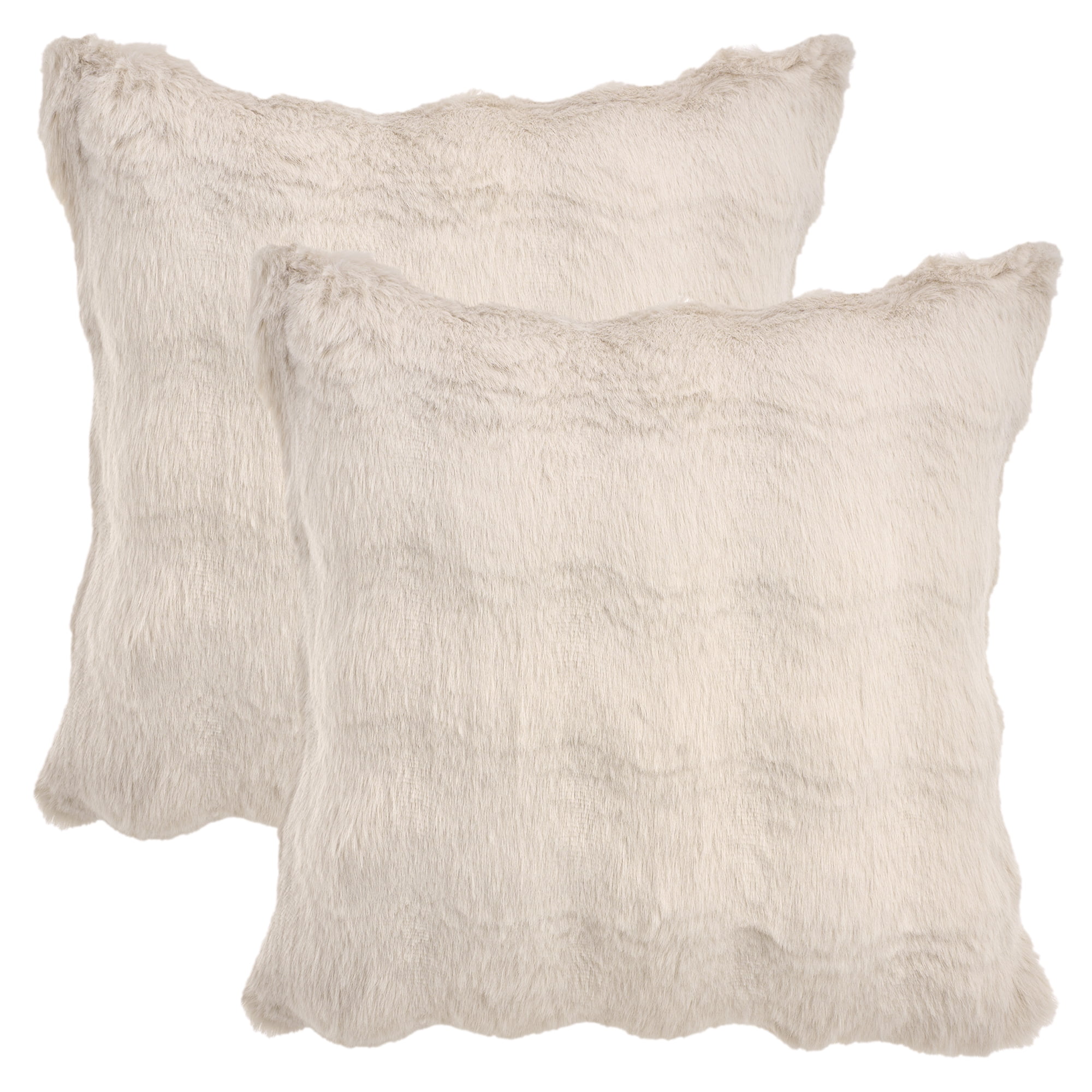 Unique Bargains 2pcs Soft Fluffy Pillow Covers for Living Room Khaki 18" x 18"