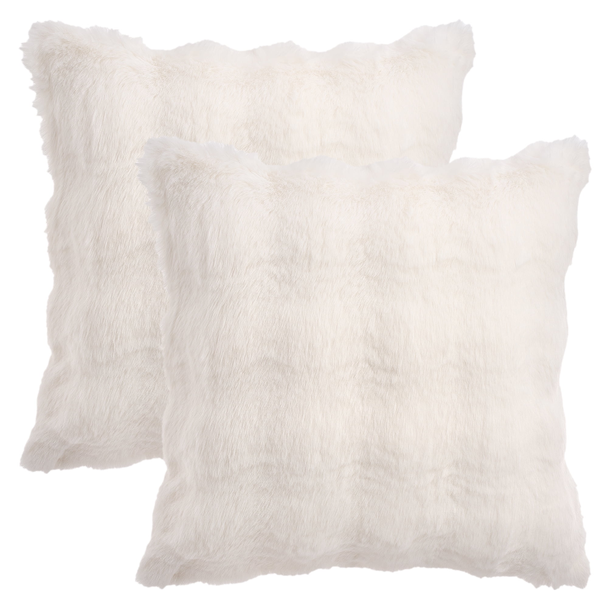 Unique Bargains 2pcs Soft Fluffy Pillow Covers for Living Room White 18" x 18"
