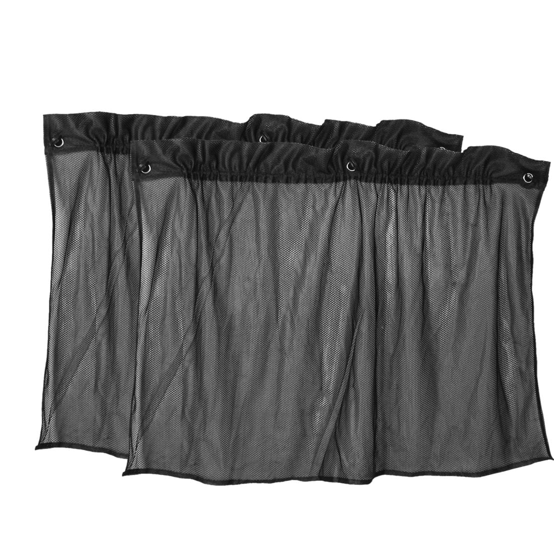 Unique Bargains 2pcs Suction Cup Black Mesh Window Curtains Car Sun Shade 29.5" x 17.7"