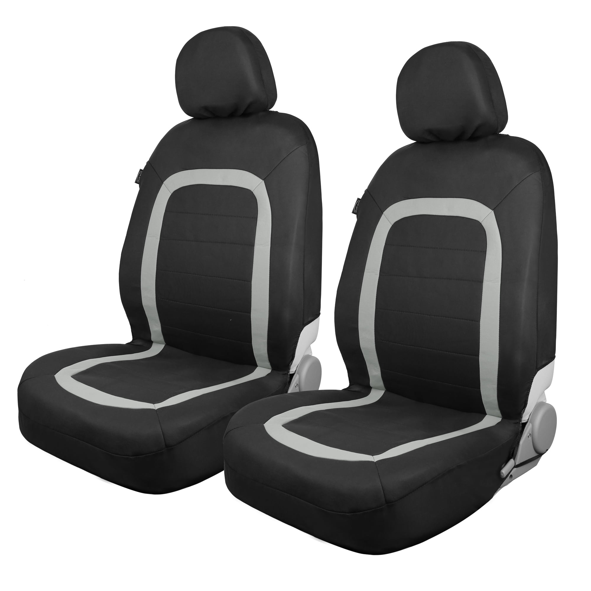 Unique Bargains 2pcs Universal Car Front Seat Cover Cushion Mat ProtectorBlack Gray Polyester