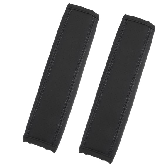 Unique Bargains 2pcs Universal Car Seat Belt Cover Pads Shoulder Seatbelt Pads Cover Driving Faux Leather Hole Black