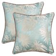 thumbnail image 1 of Unique Bargains 2pcs Velvet Tropical Leaf Jacquard Pillow Cover 18" x 18" Green, 1 of 7