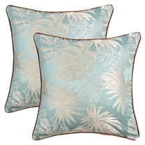 Unique Bargains 2pcs Velvet Tropical Leaf Jacquard Pillow Cover 18" x 18" Green
