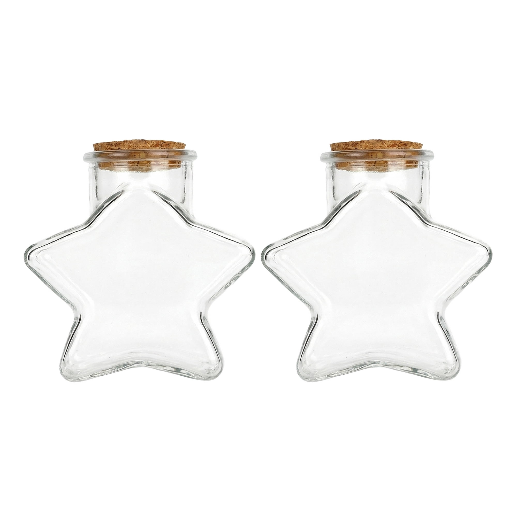 Unique Bargains 2pcs Vintage Glass Jars Storage Bottles Star Shaped 4.3"L x 2.4"W x 4.3"H